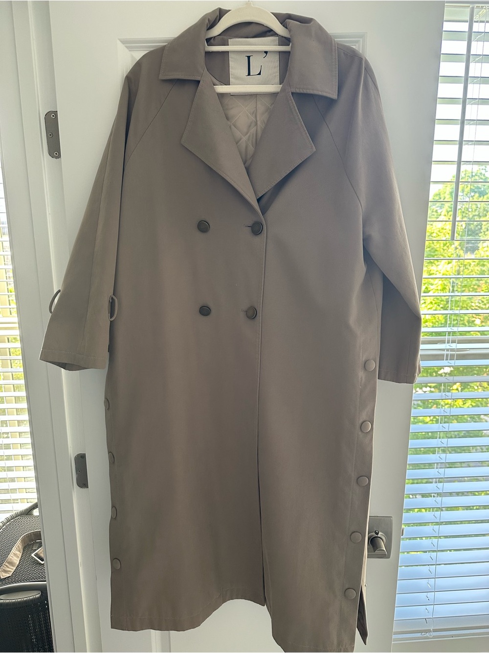 L’Autrechose Taupe Double-Breasted Trench Coat with Side Snap Buttons